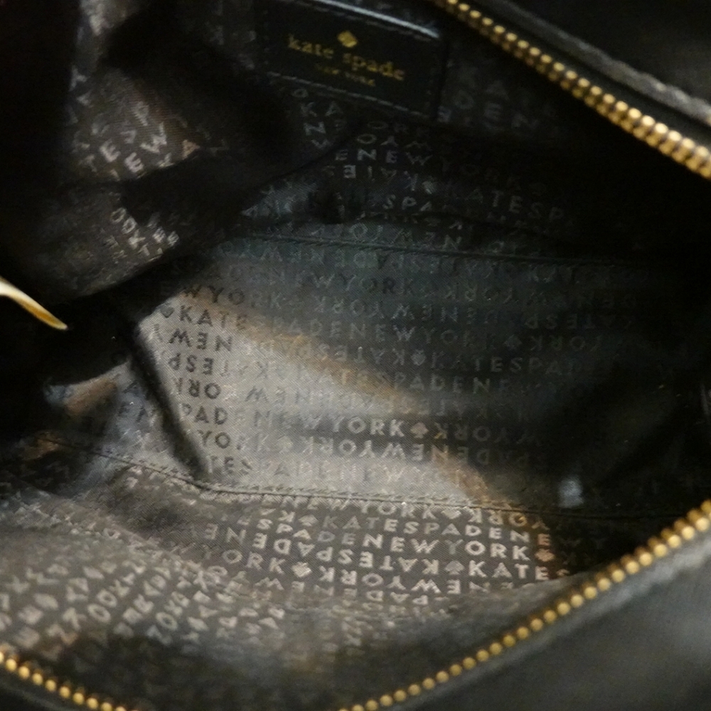 KATE SPADE Laurel Way Black Leather Satchel with Diamond Studded Bow Detail - Picture 9 of 13